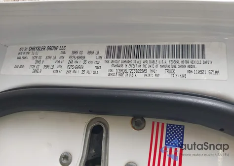 2012 Ram 1500 Slt z USA, uszkodzony, nr VIN 1C6RD6LT2CS169909